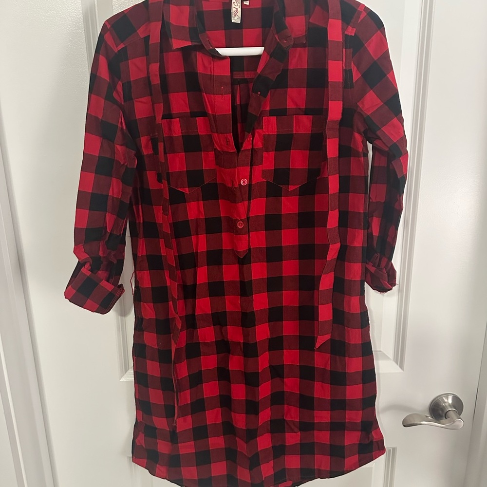 Red Camel Red and Black Checkered Dress